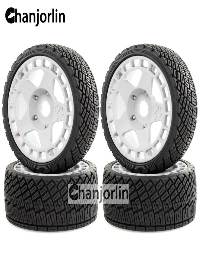 Chanjorlin 1/8 1/7 RC On Road Tires and Hard Plastic Rally Racing Wheels 17mm Hex Touring Tyres OD 3.94'' for 1:8 1:7 Street Drift Car ARRMA Losi Kyosho GT2 W10 Tamiya HPI WR8 HSP 4PCS (White) - Image 4